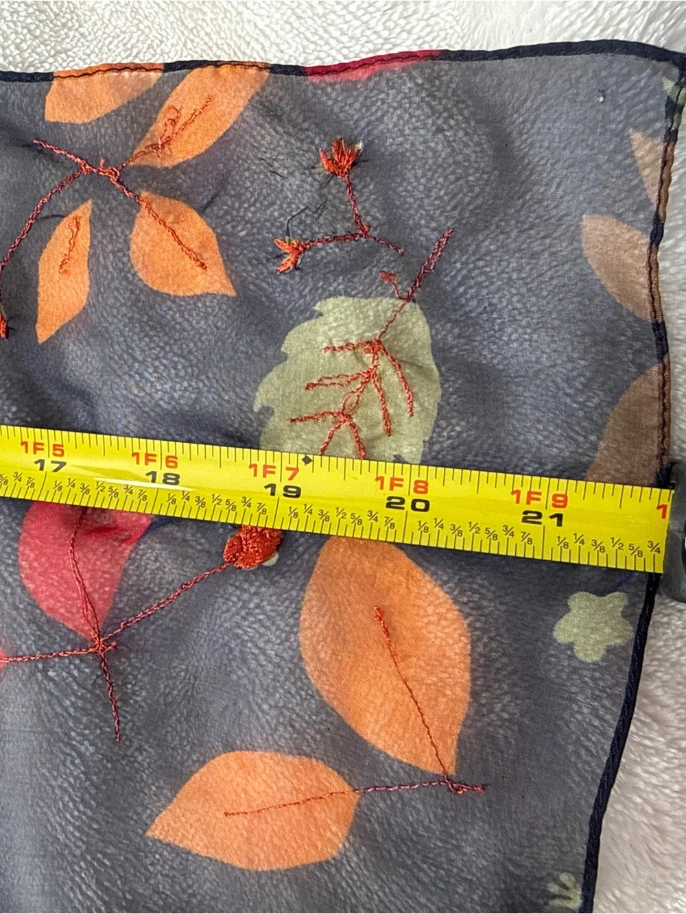 Vintage Echo Fall Leaves Embroidered Square Neck Scarf 21